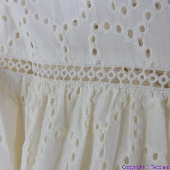 NEW‎ Madewell Off White Eyelet Ruffle-Sleeve Mini Dress, L - Picture 15 of 16